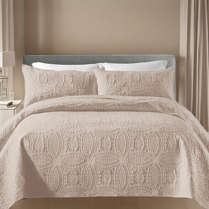 3pcs Bed Quilt Set, Bedding Set Soft Comfortable for Bedroom, Guest Room (1*Bed Quilt + 2*Pillowcases, Without Core)