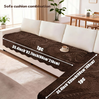 Thickened Quilted Machine Washable Sofa Cushion, Faux Rabbit Fur Comfort Warm Non-slip Plush Sofa Cover, Breathable And Comfortable Pet-friendly For Bedroom, Office, Living Room, Easter Home Decoration