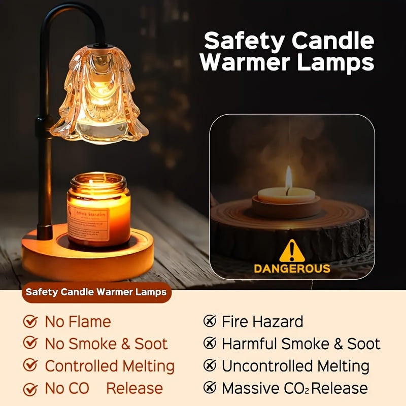 2-Pack Candle Warmer Lamp, Candleholders, LED Light With Dimmer And Wood Base, Height And Brightness Adjustable Wax Warming Lamps, House Warming Gifts New Home Decor, New Year And Valentine'S Day Gift, For Wife Mom Lovers Friends [Bulb Not Included]