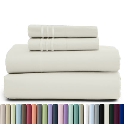 Hannah Bedding 4 Pieces Solid Colors Bed Sheets - 1800 Series Brushed Sheet Set With Pillowcases, Deep Pocket Bedding Set For Ultimate Comfort - Lightweight And Breathable Cooling Sheet Set - 16 Inches Deep Pocket
