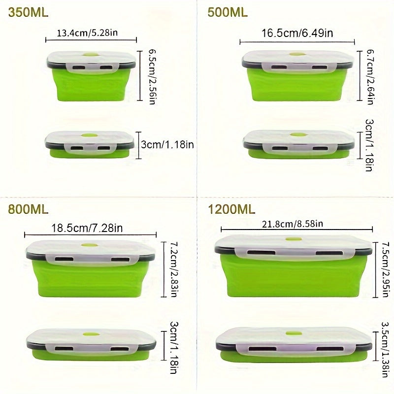 4pcs Foldable Meal Preparation Containers (four Sizes) Sealed, Ventilated, Microwave, Dishwasher, Refrigerator Safe - Perfect for RV Organization, Storage, Lunch, Meal Preparation, And Outdoor Snacks, Holiday Gifts