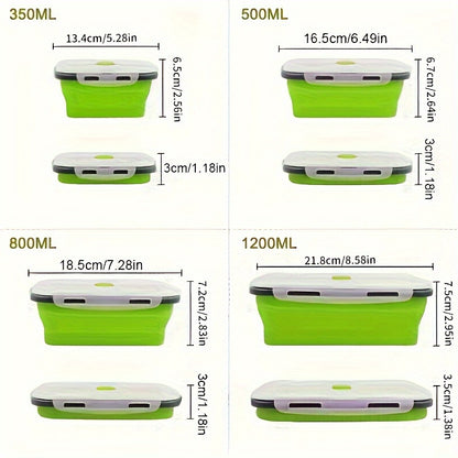4pcs Foldable Meal Preparation Containers (four Sizes) Sealed, Ventilated, Microwave, Dishwasher, Refrigerator Safe - Perfect for RV Organization, Storage, Lunch, Meal Preparation, And Outdoor Snacks, Holiday Gifts