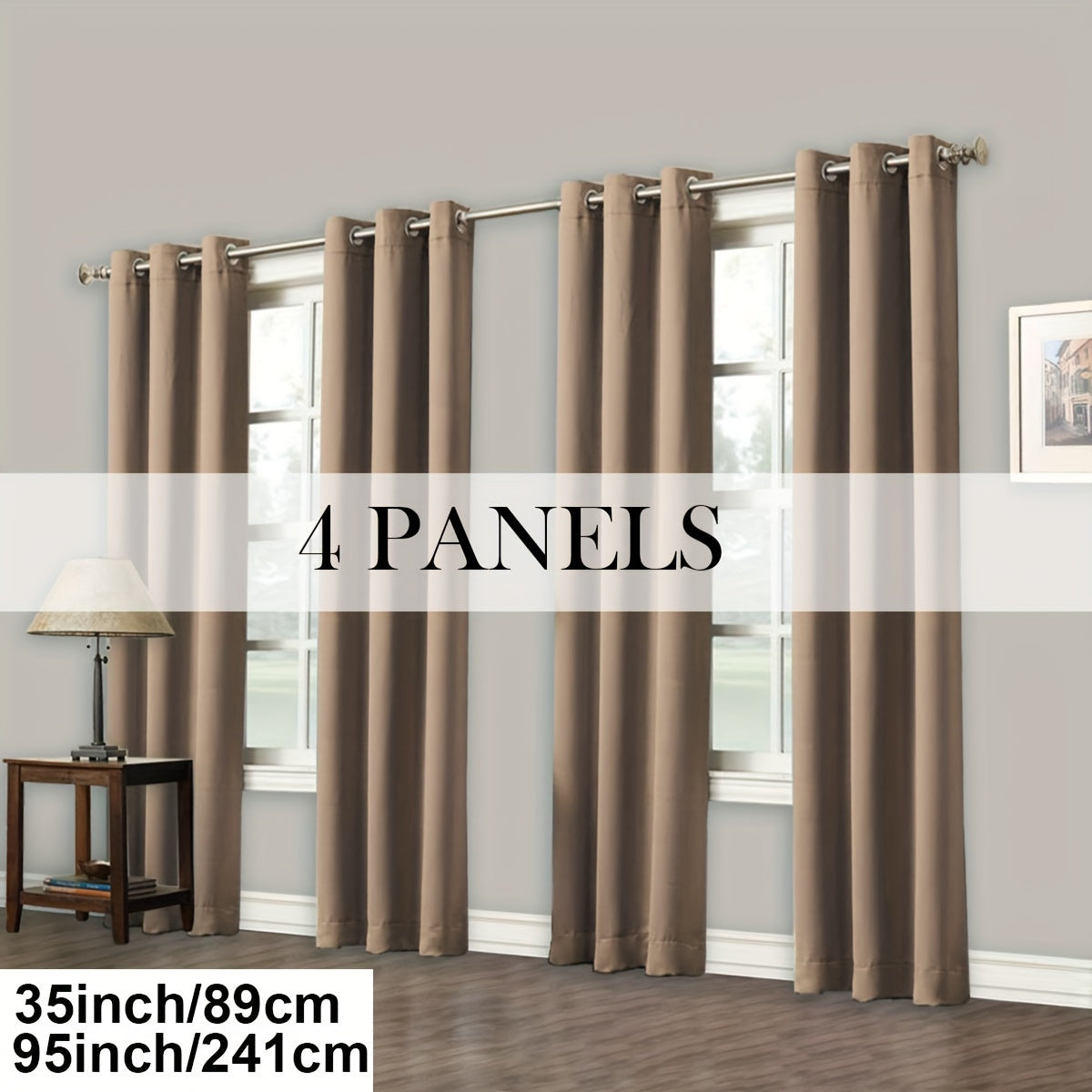 4 Panels Blackout Curtains Grommet Room Darkening Sun Blocked Curtains for Living Room, Bedroom, Set of 4 Panels