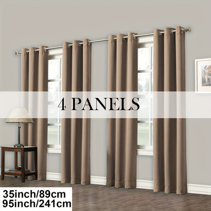 4 Panels Blackout Curtains Grommet Room Darkening Sun Blocked Curtains for Living Room, Bedroom, Set of 4 Panels