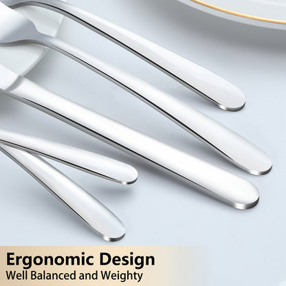 90P Stainless Steel Silverware Suitable for 18 People to Use, 60/90pcs, Steak Knife, Salad Fork, Dessert Spoons, Cutlery Set with Gift Box, Kitchen Accessories, Home Outdoor, Wedding Camping Stuff, Halloween Party Gift, Dishwasher Safe