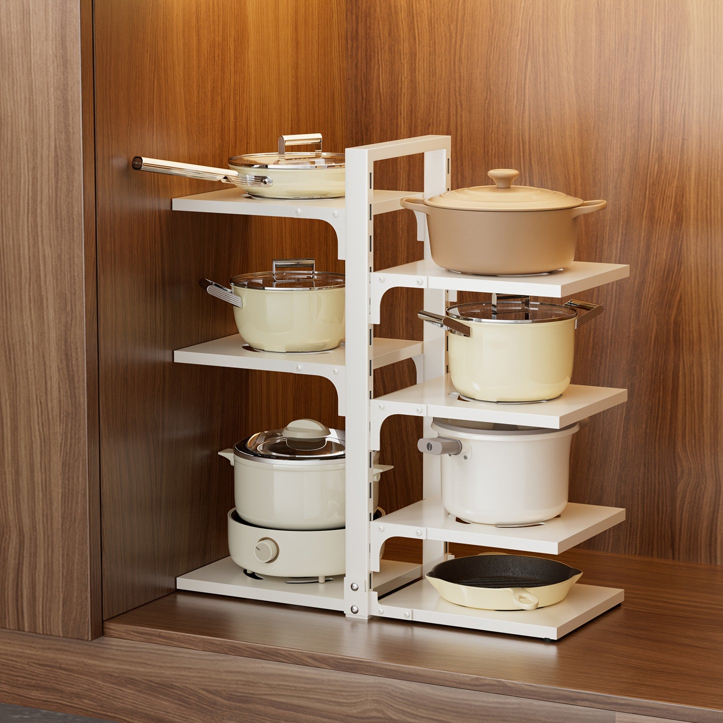 2/3/4/5/7-Tier Adjustable Kitchen Storage Rack, Multi-Layer Drain Organizer For Pots, Pans And Cutlery, Paint Finish, Black, Kitchen Storage,Pot Racks