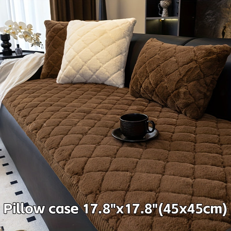 One Thickened Faux Rabbit Sofa Cover Or One Cushion Cover. Pet-Friendly, Machine Washable, Non-Slip, And Warm. Suitable for Bedrooms, Offices, Living Rooms, And Other Home Décor. Can Also Be Used As a Sofa Cushion