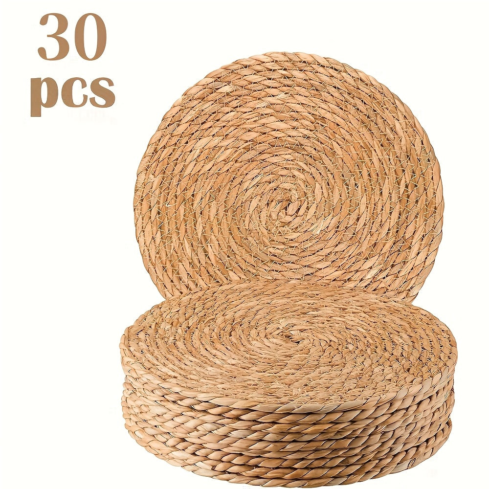 Round Placemats Plate Chargers 12 Inch, Boho Farmhouse Rustic Place Mats For Dining Table Decor, Rattan Wicker Table Mats Jute Braided Chargers For Dinner Plates