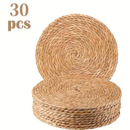 Round Placemats Plate Chargers 12 Inch, Boho Farmhouse Rustic Place Mats For Dining Table Decor, Rattan Wicker Table Mats Jute Braided Chargers For Dinner Plates