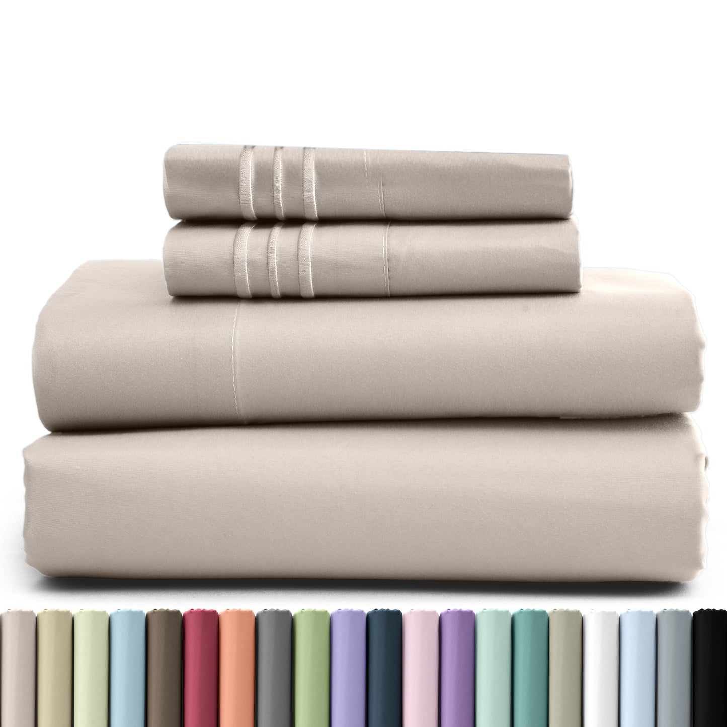 Hannah Bedding 4 Pieces Solid Colors Bed Sheets - 1800 Series Brushed Sheet Set With Pillowcases, Deep Pocket Bedding Set For Ultimate Comfort - Lightweight And Breathable Cooling Sheet Set - 16 Inches Deep Pocket