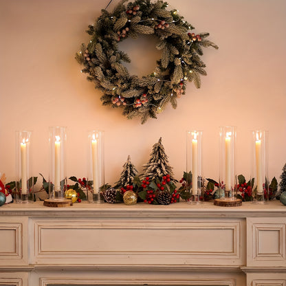 2pcs/10pcs Hurricane Glass Candle Holders, Candlestick Holder for Taper Candles with Cylinder Covers 11.8 Inch Tall Windproof Clear Candlesticks Holder Stand for Wedding Party Christmas Home Decor Helloween Christmas