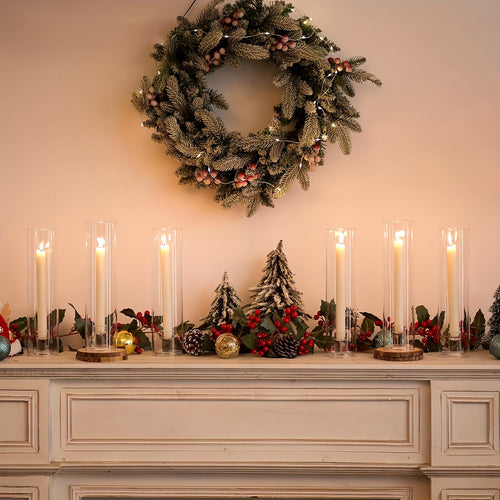 2pcs/10pcs Hurricane Glass Candle Holders, Candlestick Holder for Taper Candles with Cylinder Covers 11.8 Inch Tall Windproof Clear Candlesticks Holder Stand for Wedding Party Christmas Home Decor Helloween Christmas
