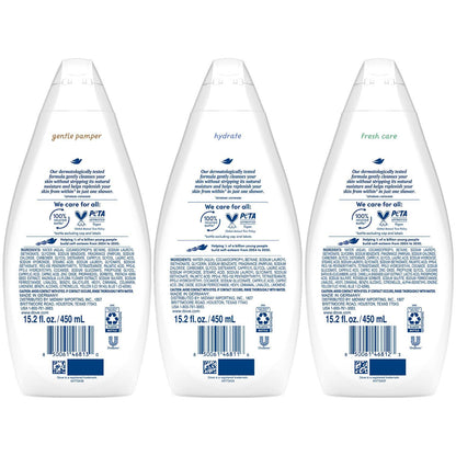 Dove Body Wash 3ct Variety Mix Pack 450ml 15.2 fl oz Each Moisturizing Nourishing Shower Gel Set for Soft Smooth Skin Men Women Daily Use