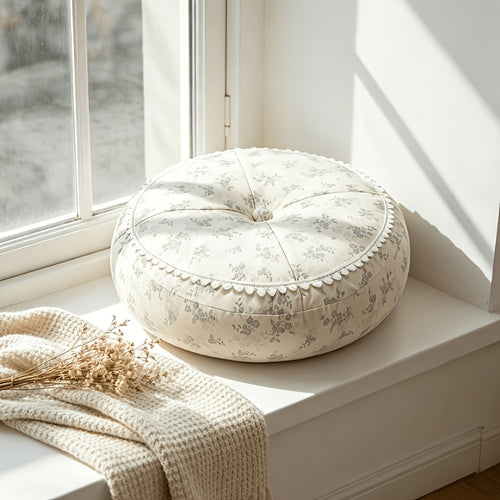Fresh And Easy Floor Cushion And Backrest Pillow, Tatami Seat Cushion, Home Living Room And Bedroom Window Seat Cushion, Floral Round Floor Cushion for Reading And Meditation in The Living Room, Rustic Style Floral Pillow And Round Floor Cushion