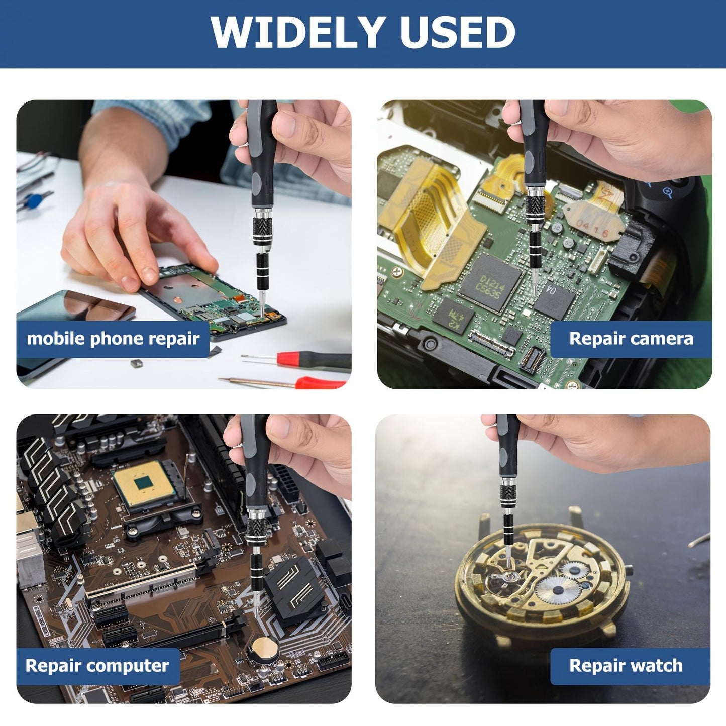 A Set of ALL-IN-ONE Precision Screwdriver Sets, with Magnetic Repair Tool Sets, Anti-Slip Portable Tool Sets, Ergonomic Handles, Suitable for Mobile Phones, Laptops, Watches, Electronic Products, Chrome Vanadium Steel, Spring Cleaning Precision Screwdrive