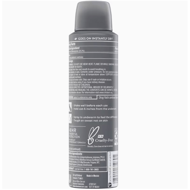 Dove Men+ Care Dry Spray Deodorant 150 mL, Each 5 Fl Oz (Pack of 6) Total 30 Fl Oz (Scents May Vary)