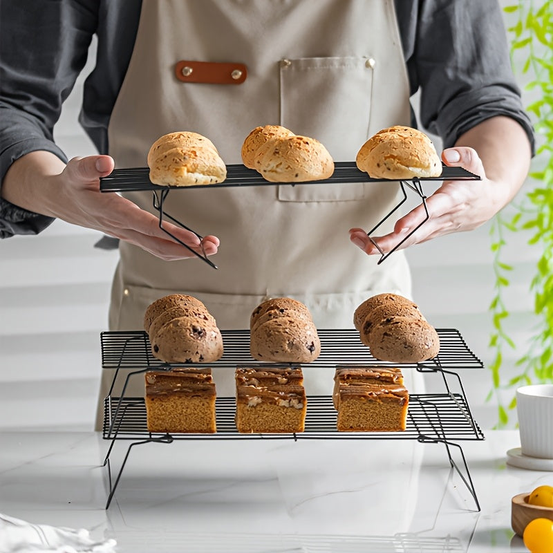 Foldable Cooling Rack, 3/4/5 Foldable Cooling Racks Free Baking Tool Set - Stackable Oven Cookie Cake Drying Rack. Used For Camping, Kitchen Storage And Holiday Baking Gifts (including Silicone Shovels, Egg Beaters, Pliers, Smear Brushes.