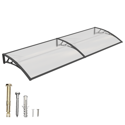 30/ 40/ 48/ 60/ 80" Window Awning Door Canopy Overhang Awnings for Doorways Polycarbonate Cover Patio Door Awning UV Rain Snow Sunlight Protection Hollow Sheet