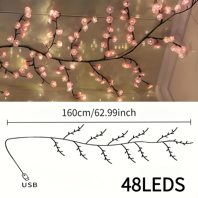 1pc Cherry Blossom Tree Light, Artificial Cherry Blossom Bedroom Decorative Light, Suitable for Parties, Restaurants, Proms, Wall Decorations, Weddings, Holiday Novelty Lighting, Christmas, Home Atmosphere Light