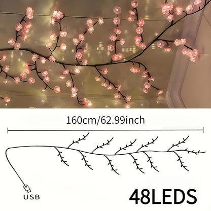 1pc Cherry Blossom Tree Light, Artificial Cherry Blossom Bedroom Decorative Light, Suitable for Parties, Restaurants, Proms, Wall Decorations, Weddings, Holiday Novelty Lighting, Christmas, Home Atmosphere Light
