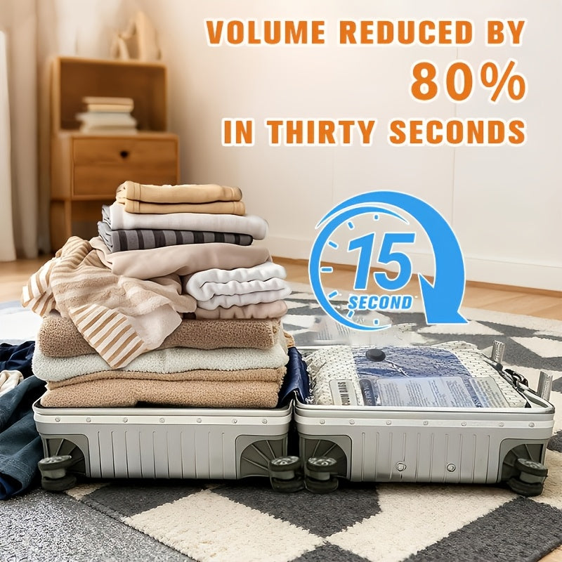16/10/6pcs, Portable Vacuum Storage Bag, Wireless Electric Pump, USB Charging, Travel Air Pump, Suitable for Travel, Camping, Backpacks, Suitcases, Wardrobe Storage Of Clothes, Blankets, Duvets, Pillows, Bedding, Space-saving Storage Bags