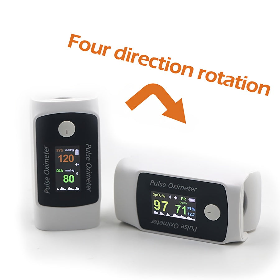 1pc 2-in-1 Digital Fingertip Pulse Oximeter And Blood Pressure Monitor; Real-time Monitoring Of Heart Rate, Blood Oxygen Levels, And Blood Pressure Via Bluetooth App; 2.6in. X 1.3in. (without Battery)