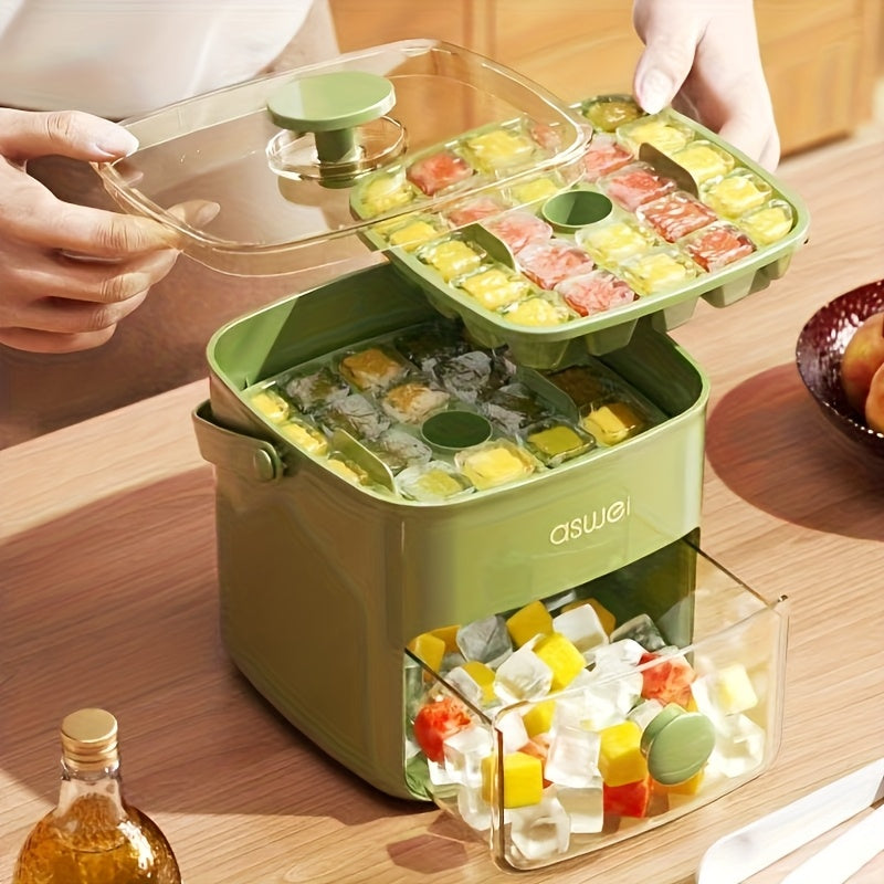 Double-Layer 48-Ice-Cube Tray, Easy-Press Cube of Ice Mold - Large Capacity. Double-Layer 48-Ice-Cube Tray, Food-Grade Plastic Ice Storage Tray, Suitable for Refrigerators. Perfect for Kitchen Essentials
