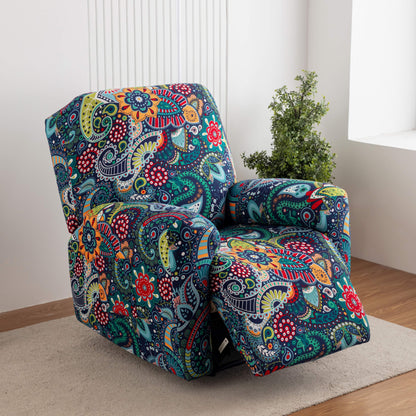 4pcs/set High Elasticity Lounge Chair Cover with Side Pockets, Elastic Printed Lounge Chair Cover Suitable for Bedrooms, Offices, Living Rooms, Durable, Pet Friendly, And Essential for Home Holiday Decoration
