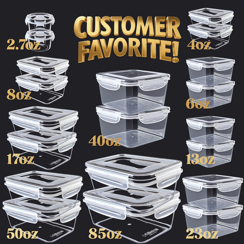 40pcs(20pcs Containers+20pcs Lids)/10pcs(5pcs Containers+5pcs Lids) Food Storage Container with Easy-Snap Lids, Airtight Plastic Containers, Great Gift for Pantry And Kitchen Organization, Comes with Free Labels And Markers, Local Warehouse Delivery
