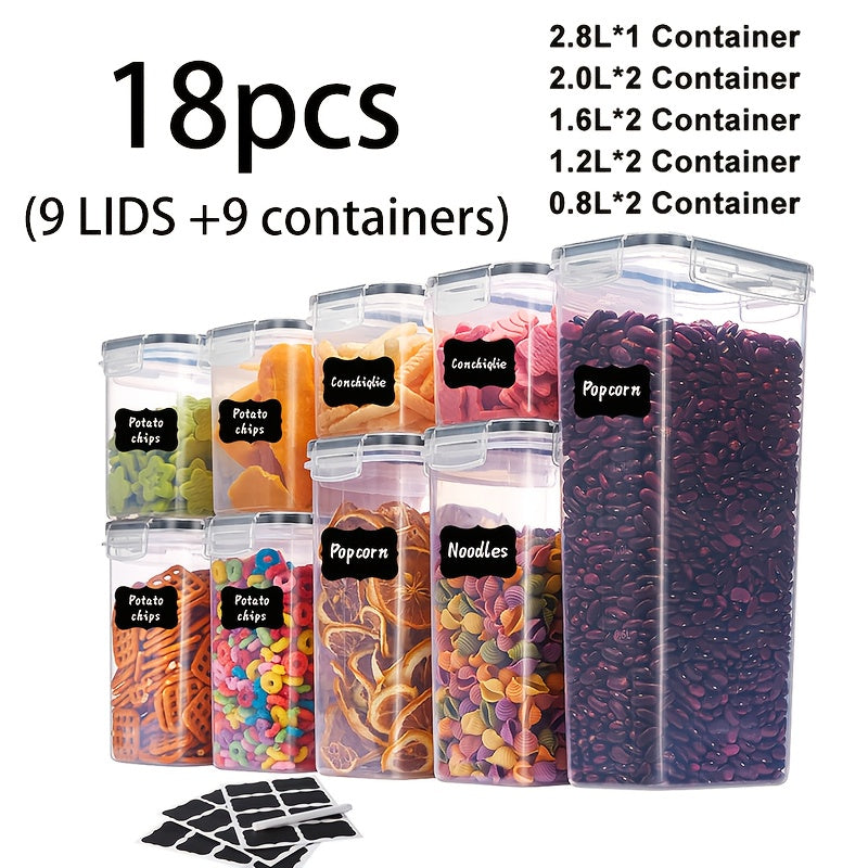 6/14/18/30/48/60/84pcs Airtight Food Storage Containers with Lids, BPA Free Plastic Kitchen Storage Containers for Rice, Spaghetti, Cereal, Pasta, Flour And Sugar Containers, 3/7/9/15/24/30/42 Lids+ 3/7/9/15/24/30/42 Containers Kitchen Additions