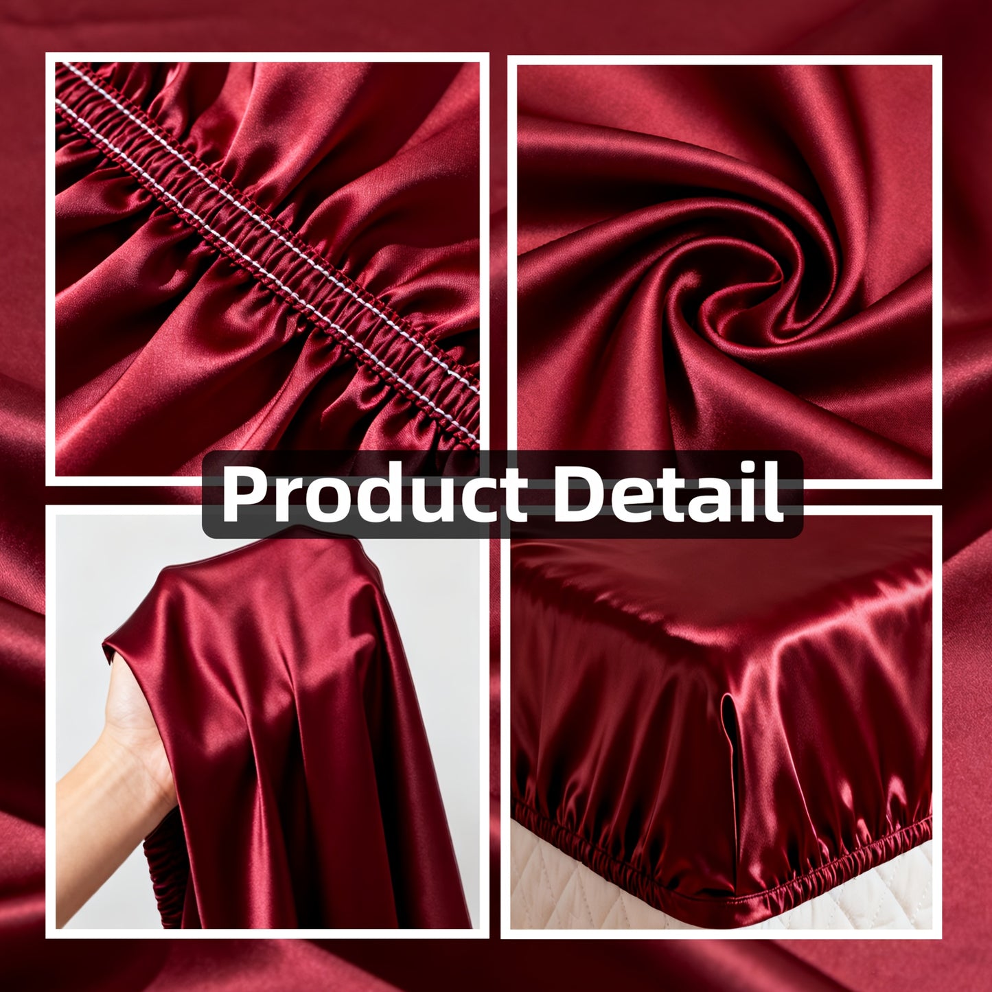 Luxury Satin Fitted Sheet 1*Fitted Sheet+2*Pillowcase, Queen Sheet, Cooling, Smooth, Breathable, Wrinkle-Resistant, Machine Washable, Easy Care Ultra Soft for Hot Sleepers Child, Children, Adults, Hotels, Apartments, Wedding Gifts-3000TC Random Color