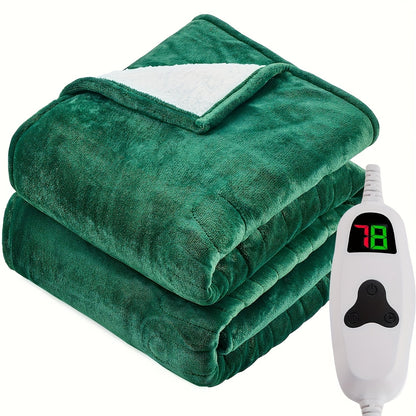 Queen/King Heated Blanket, Electric Heated Blanket, Independent Temperature A/B Zones with Dual Controllers, Heating Bed Blankets with 10 Heating Levels, 1/2/4/6/8 Hours Auto Off, Fast Heating Over, Soft Warm Flannel, Throw/Twin/Full/Queen/King Size