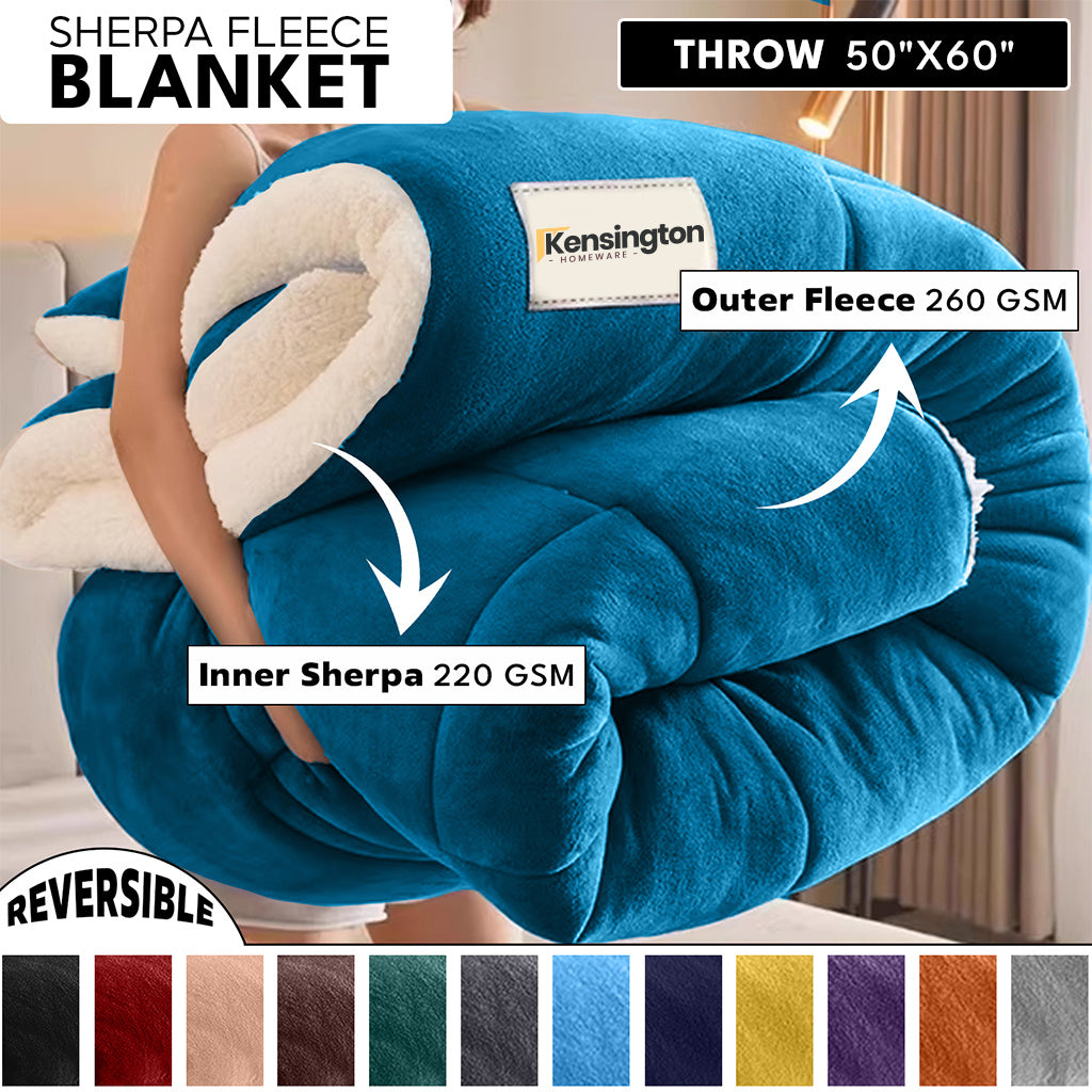 480GSM Heavy Sherpa Fleece Blanket – Double-Sided Warm Throw for Couch, Bed, Office and Travel, Reversible All Season Comfort, Room & Sofa Decoration, Holiday Gift, Sofa Blankets