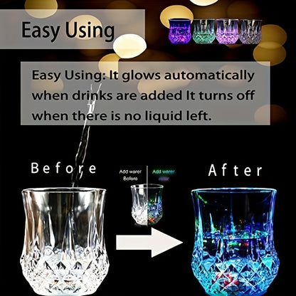 12pcs 6.76oz Creative Luminous Sensor Cups, Light Up When Liquid Is Poured In, Seven-color Gradient Flash, A Perfect Atmosphere for Bars And KTVS, Transparent Crystal Texture, Practical And Cool Novel Cups