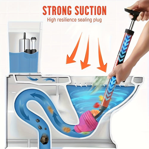 Toilet Plunger Heavy-Duty Air Pressure Drain Cleaner - Pipe Unclogger with Ergonomic Handle, Suction Cup Clog Remover for Toilet Sink Shower Bathtub, Efficient Bathroom Unclogging Tool, 1pc