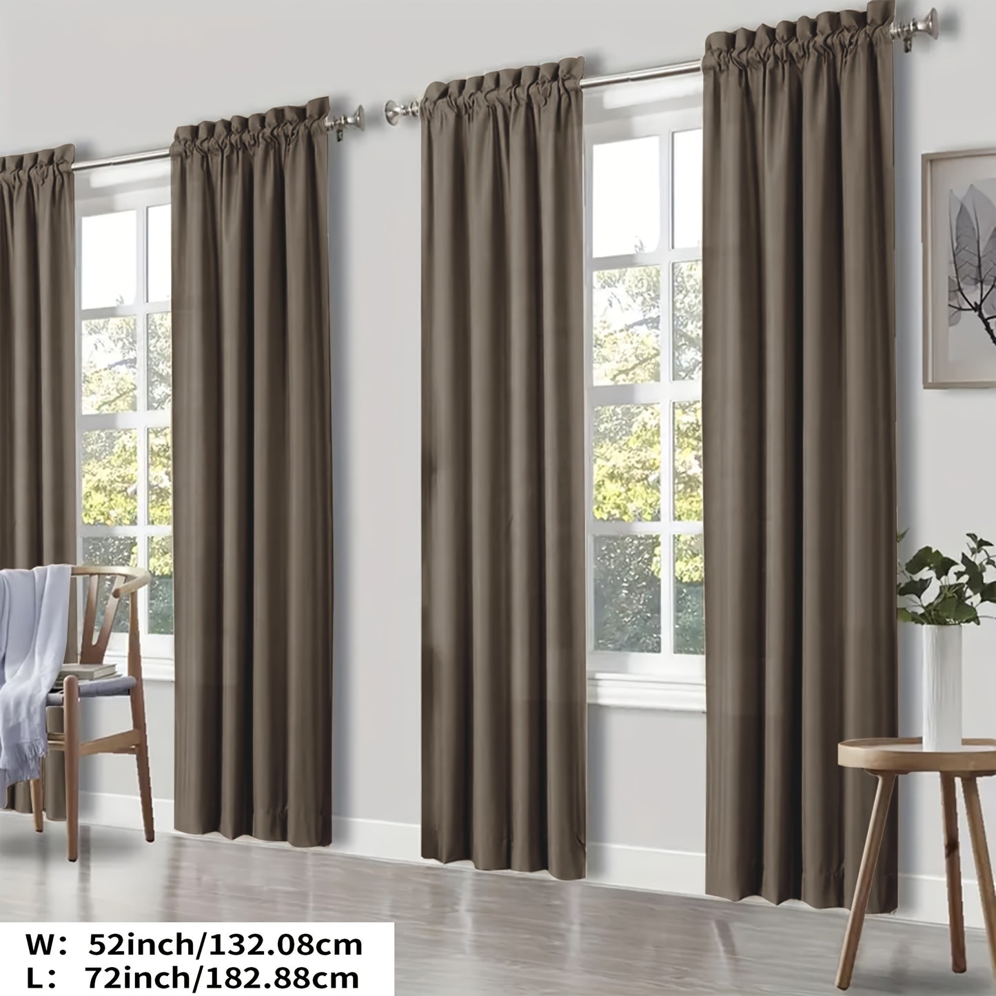 YOULEYAR 4 Panel Modern Blackout Thermal Insulated Energy Saving Curtain Drapes - Blocking Thermal, Solid Color Panels Suitable for Bedroom, Living Room, - Rod Pocket, Year-Round Use