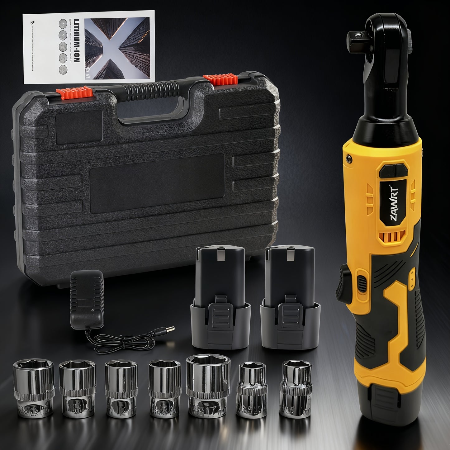 12V Cordless Electric Ratchet Wrench Set, 45Nm High Torque 3/8" Ratchet, Rechargeable High Torque Automotive Repair Angle Frame Installation Tool, Home Improvement Tool, Best Gift for the Family