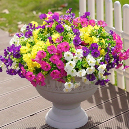 Artificial Flowers Outdoor 10 Bundles Faux Silk Pink Morning Glory - Realistic Fake Flowers for Porch, Patio, Window Box, Front Door, Garden Planter, All-Season Home Decor, Colorful Daisy Arrangement