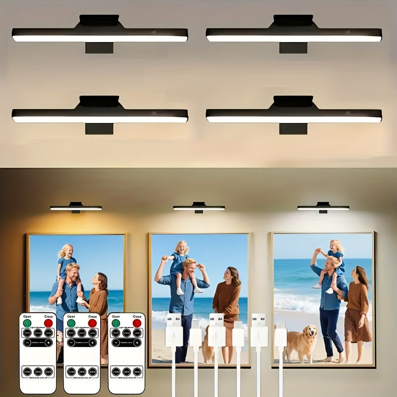 Picture Lights for Wall Battery Operated Rechargeable | Cordless LED Wall Sconce with Remote & 3 Color Temperatures – Art Light for Painting, Frame, Gallery & Dartboard, Black