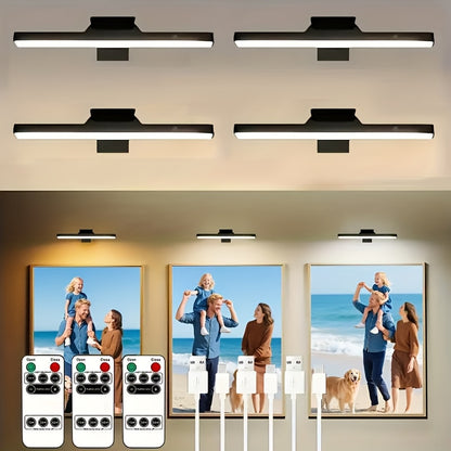 Picture Lights for Wall Battery Operated Rechargeable | Cordless LED Wall Sconce with Remote & 3 Color Temperatures – Art Light for Painting, Frame, Gallery & Dartboard, Black
