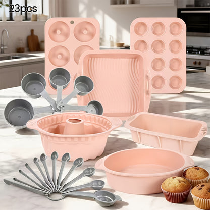 4/11/23/46pcs Baking Pan Set, Includes Roasting Pans/Cookie Sheets, Round Cake Pans, Square Bread Pans, Muffin Pans, Pizza Pans, Kitchen Essentials, Commercial-Grade Material, Black Gift Box Packaging