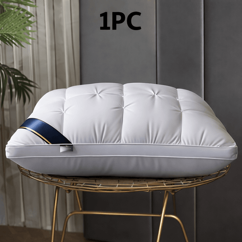 Luxury 5-Star Hotel Quality Pillow - Deep Sleep Neck Support, No Collapse All-Season Use, Machine Washable White Satin, Soft Polyester Fiber, Zipper Closure, Modern Design for Home & Hotel Use, Hotel Pillow, Sleek Pillow, Durable Pillow, Pillow For Sleepi