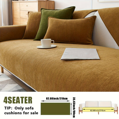 1pc of Pet-Friendly Chenille Ribbed Sofa Cover That Is Non-Slip And Machine Washable, Made from Soft Stretch Fabric Suitable for 2, 3, Or 4-Seater And Sectional Sofas. It Enhances Contemporary Home Decor in Living Rooms, Bedrooms, And Offices