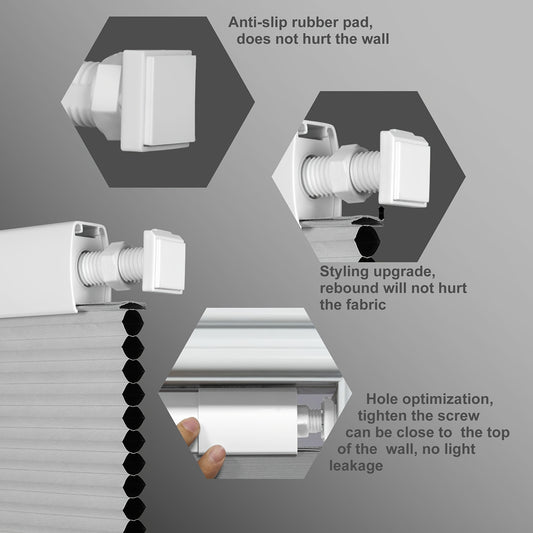 No Drill No Tools Cellular Shades, Color-Matched Cordless Honeycomb Blinds, Easy to Install Cellular Blinds for Windows