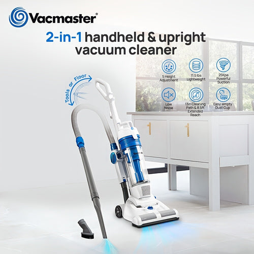 Vacmaster Upright Vacuum Cleaner Power Suction Bagless Vacuum Cleaner Portable Floor Cleaner with 20ft Cord & 13” Cleaning Path for Carpet, Hard Floor and Pet Hair
