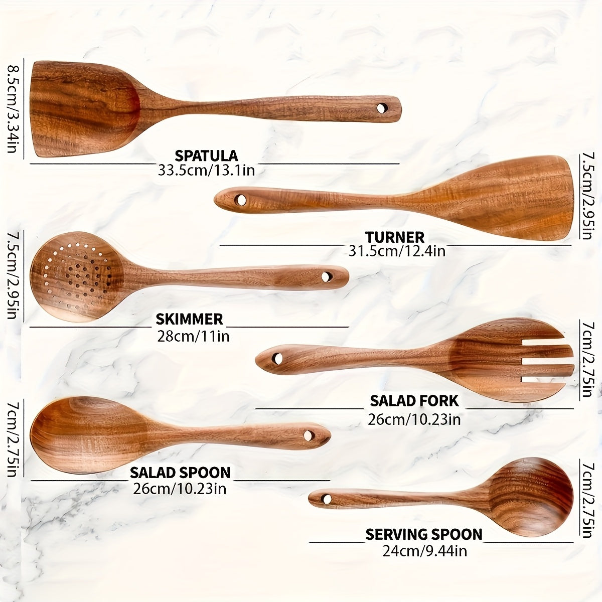 6/10pcs Wooden Kitchen Utensils, Non-Stick Cookware Set, Natural Wooden Spoon, Mixing Spatula And Wok Spatula With Ergonomic Handle, Suitable For Non-stick Pans, Heat-resistant, Easy To Clean And Durable Kitchen Essential Cookware Accessories.