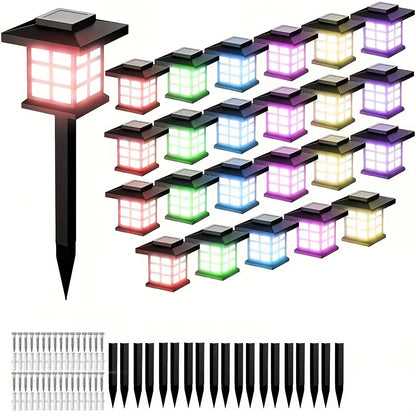 Solar Garden Lights Outdoor Waterproof Landscape Pathway Lights Solar Powered LED Stake Lights for Yard Patio Walkway Holiday Decor Warm White Colorful