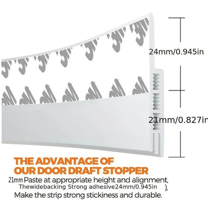 1pc Silicone Door Draft Stopper, Under Door Draft Blocker, Insulator Door Sweep Weather Stripping, Noise Stopper, Strong Adhesive 39" Length