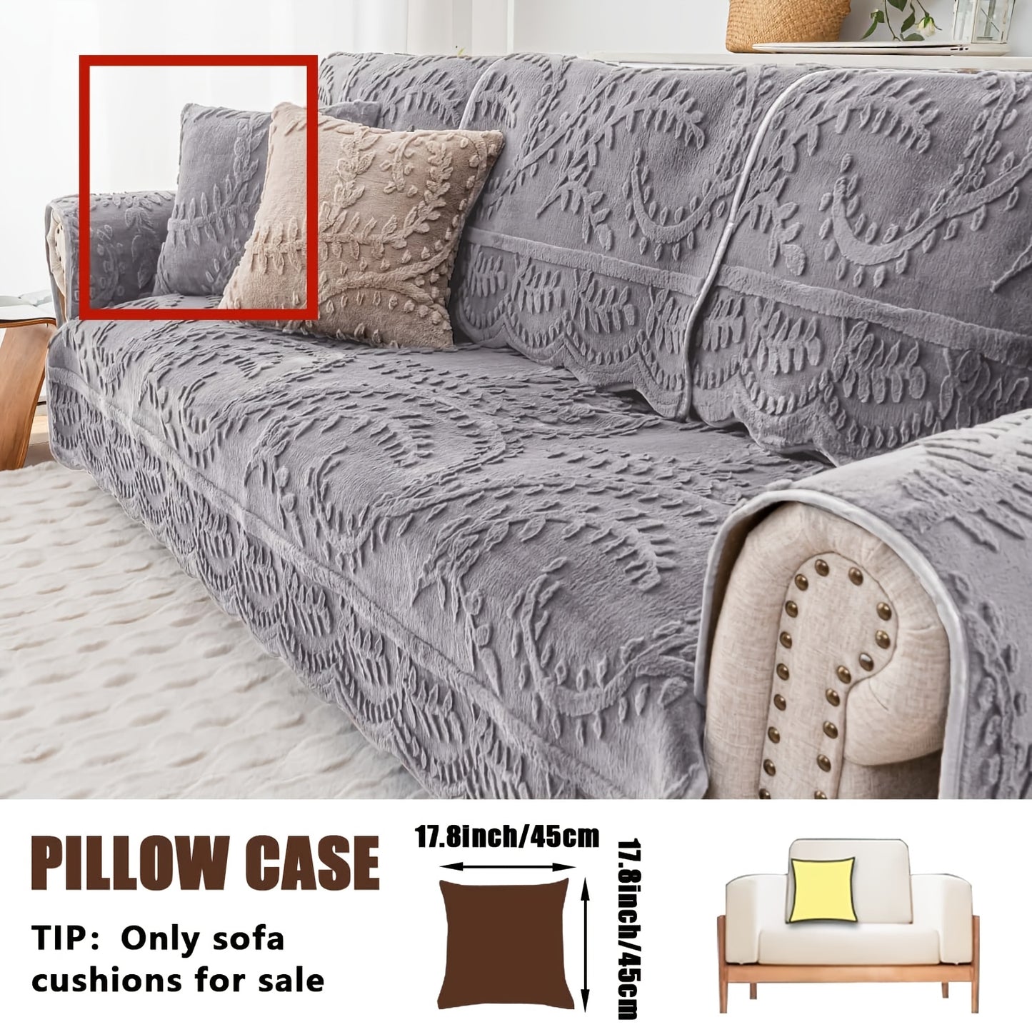 Thickened Quilted Machine Washable Sofa Cushion, Faux Rabbit Fur Comfort Warm Non-slip Plush Sofa Cover, Breathable And Comfortable Pet-friendly For Bedroom, Office, Living Room, Easter Home Decoration