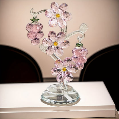 1 Pink Crystal Tree Statue Ornament, Romantic Home Decor, With A Rotatable Base, Crystal Flower Wedding Decoration, Valentine'S Day, Christmas, Mother'S Day, Gift For Mother